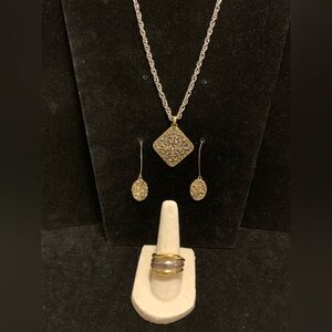 2/$15 Set of 3.Necklace Premier,Earrings Kenneth Cole, Ring Unknown